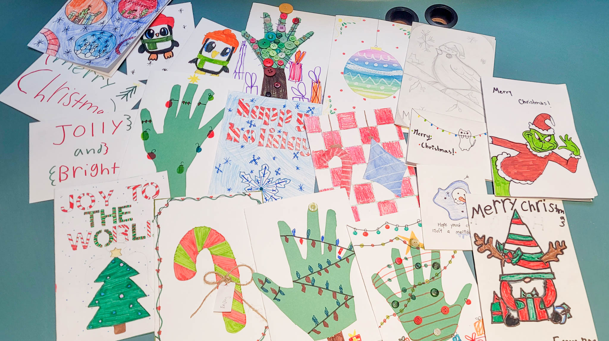 Holiday cards made by Yennadon Elementary students for seniors in the community.